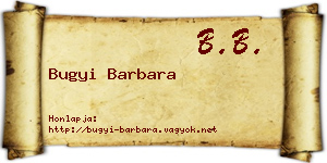 Bugyi Barbara névjegykártya